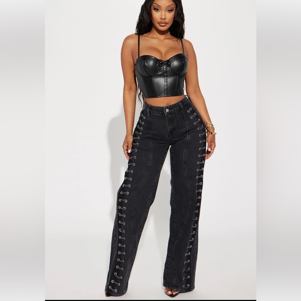 FashionNova Straight Lace Up Jeans